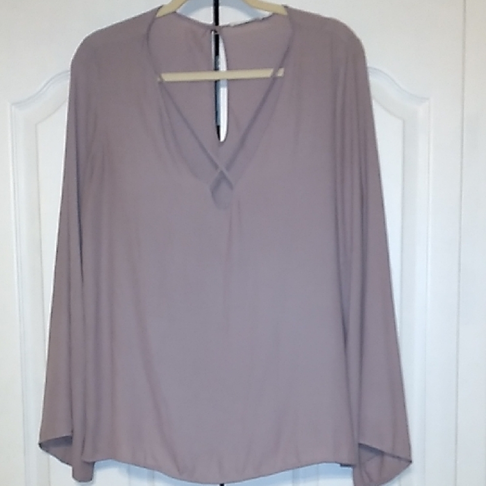 Lush Purple Relaxed Blouse with V-Neck
